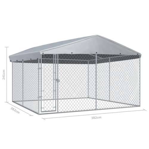 Vanjski kavez za pse s krovom 382x382x225 cm Cijena