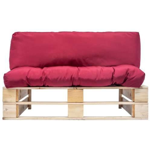 Vrtna sofa od paleta od borovine s crvenim jastucima Cijena