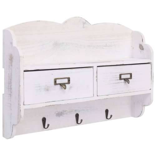 284239 Wall Mounted Coat Rack White 50x10x34 cm Wood - Bijela 50 x 10 x 34 cm 1 Cijena