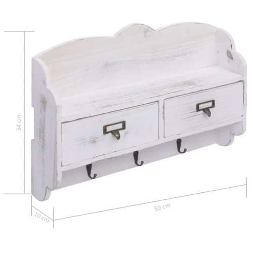 284239 Wall Mounted Coat Rack White 50x10x34 cm Wood - Bijela 50 x 10 x 34 cm 1 Cijena