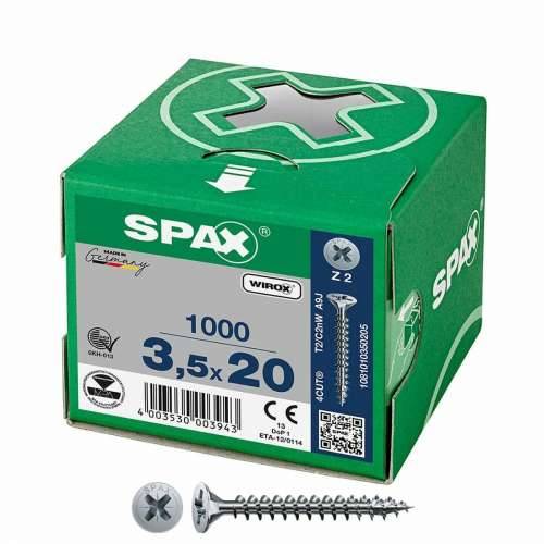 Kutija za vijke SPAX Wirox Z2 Ravna glava 3,5 x 20 mm 1000 Unidades Cijena