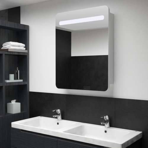 LED kupaonski ormarić s ogledalom 60 x 11 x 80 cm - bijela i srebrna 1 Cijena