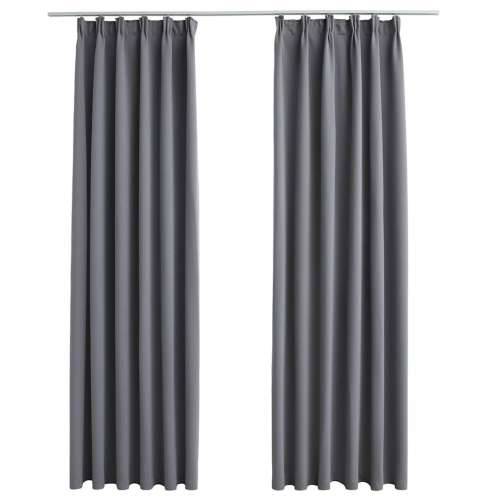 Zavjese za zamračivanje s kukama 2 kom sive 140 x 225 cm - Siva 140 x 225 cm 1 Cijena