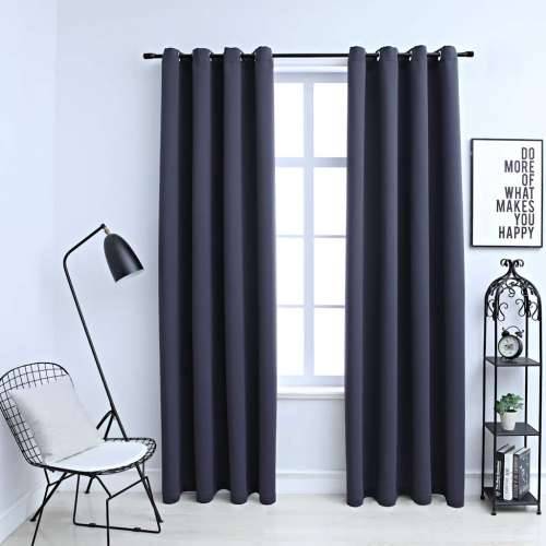 Zavjese za zamračivanje s prstenima 2 kom antracit 140 x 245 cm - Antracit 140 x 245 cm 1 Cijena
