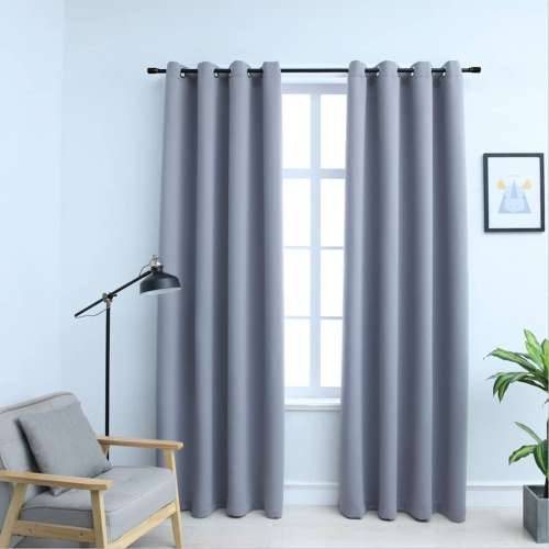 Zavjese za zamračivanje s prstenima 2 kom sive 140 x 245 cm - Siva 140 x 245 cm 1 Cijena