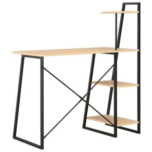 Radni stol s policama crni i boja hrasta 102 x 50 x 117 cm - crna i hrast Cijena