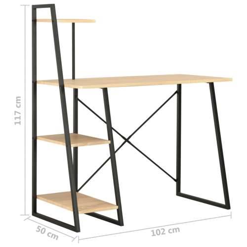 Radni stol s policama crni i boja hrasta 102 x 50 x 117 cm - crna i hrast Cijena