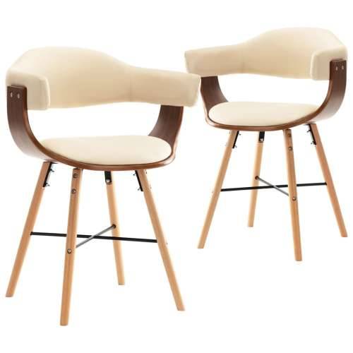 Blagovaonske stolice od umjetne kože i drva 2 kom krem