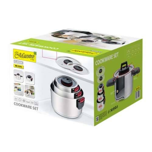 Lonac s Poklopcem Feel Maestro MR-3530-6 Crno crvena Čelik Nehrđajući Čelik Plastika Ø 24 cm Ø 20 cm Ø 16 cm 1,5 L 5,8 L 3,2 L ( Cijena