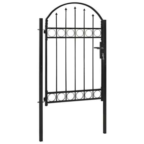 Vrata za ogradu s lučnim vrhom čelična 100 x 150 cm crna Cijena