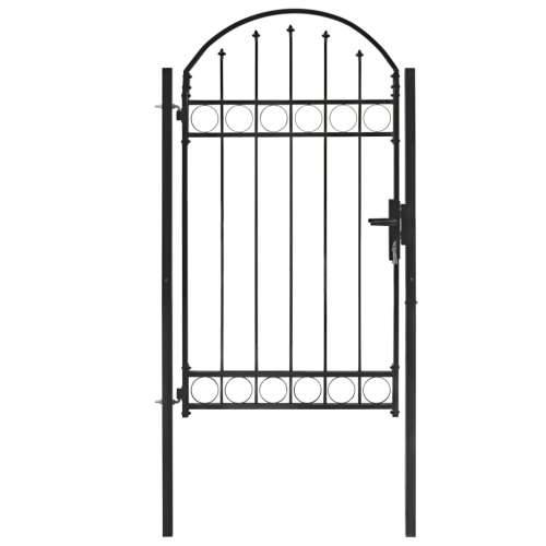 Vrata za ogradu s lučnim vrhom čelična 100 x 175 cm crna