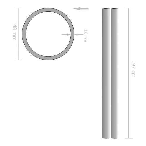 Cijevi od nehrđajućeg čelika 2 kom okrugle V2A 2m Ø 48 x 1,8 mm Cijena