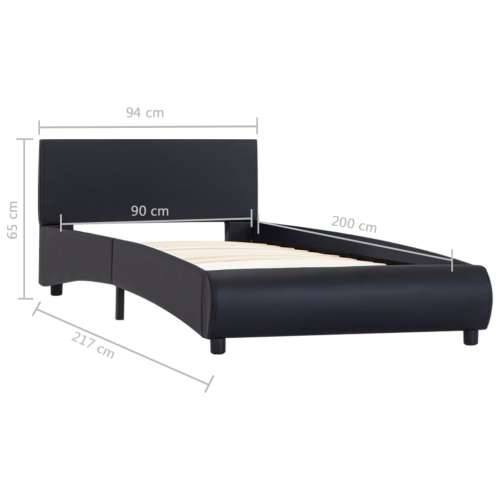 Okvir za krevet od umjetne kože s LED svjetlom crni 90 x 200 cm  - Crna 90 x 200 cm Cijena