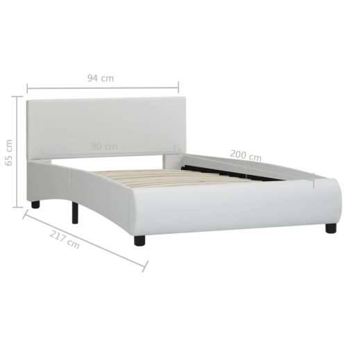 Okvir za krevet od umjetne kože s LED svjetlom bijeli 90x200 cm  - Bijela 90 x 200 cm Cijena