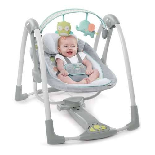 Naslonjač za ljuljanje Ingenuity Compact Swing - Hugs & Hoots Bijela Siva Cijena