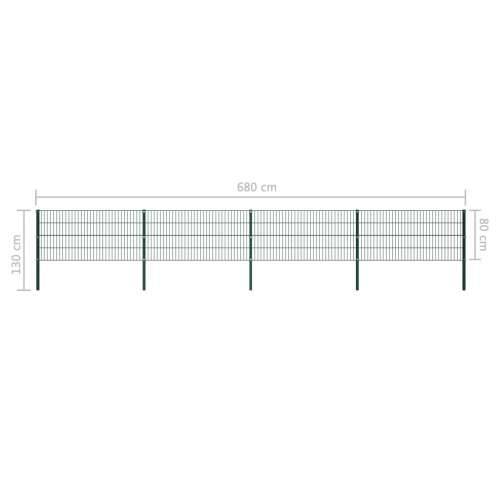 Panel za ogradu sa stupovima željezni 6,8 m zeleni Cijena