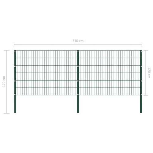 Panel za ogradu sa stupovima željezni 3,4 m zeleni - 1 3.5 m 1.2 m Cijena