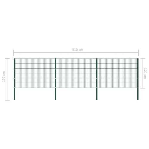 Panel za ogradu sa stupovima željezni 5,1 m zeleni - 1 5.2 m 1.2 m Cijena