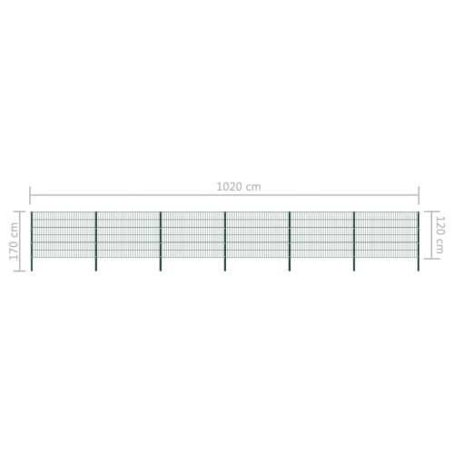 Panel za ogradu sa stupovima željezni 10,2 m zeleni - 1 10.4 m 1.2 m Cijena