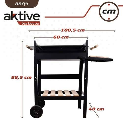 Roštilj na Ugljen na Kotače Aktive Emajlirani metal 100,5 x 88,5 x 40 cm Crna Cijena