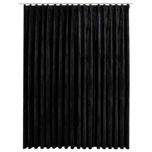 Zavjesa za zamračivanje s kukama baršunasta crna 290 x 245 cm Cijena
