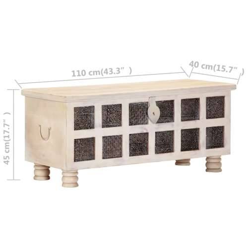 Kutija za pohranu bijela 110x40x45 cm masivno bagremovo drvo Cijena