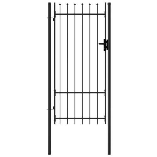 Jednostruka vrata za ogradu sa šiljcima na vrhu 1 x 2 m crna