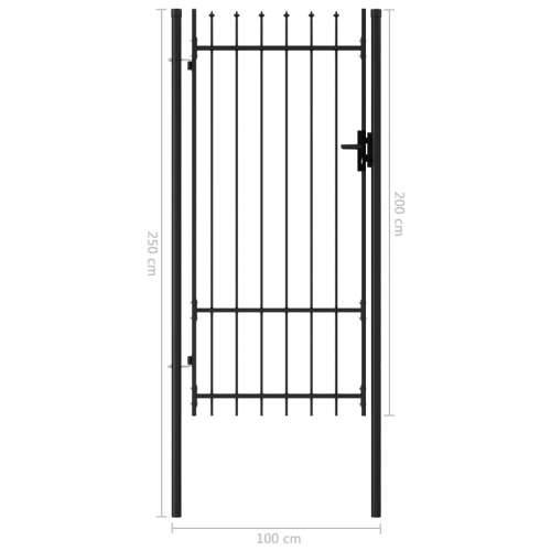 Jednostruka vrata za ogradu sa šiljcima na vrhu 1 x 2 m crna Cijena