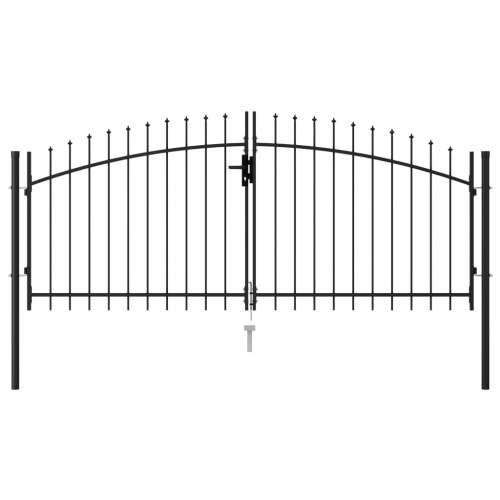 Dvostruka vrata za ogradu sa šiljcima na vrhu 3 x 1,25 m crna Cijena