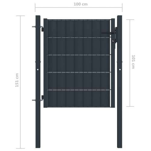 Vrata za ogradu od PVC-a i čelika 100 x 101 cm antracit   Antracit 100 x 101 cm Cijena