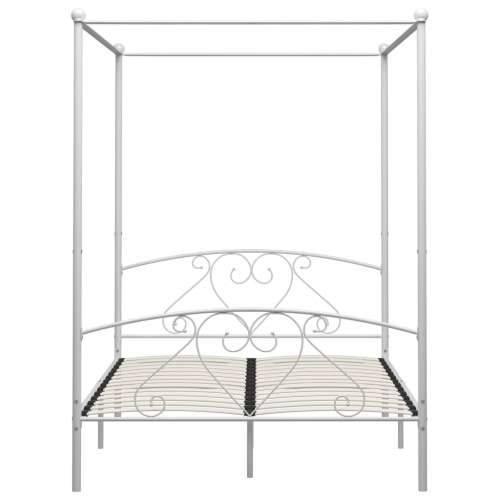Okvir za krevet s nadstrešnicom bijeli metalni 140 x 200 cm  - Bijela 140 x 200 cm Cijena