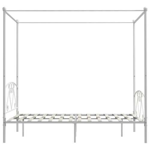 Okvir za krevet s nadstrešnicom bijeli metalni 140 x 200 cm  - Bijela 140 x 200 cm Cijena