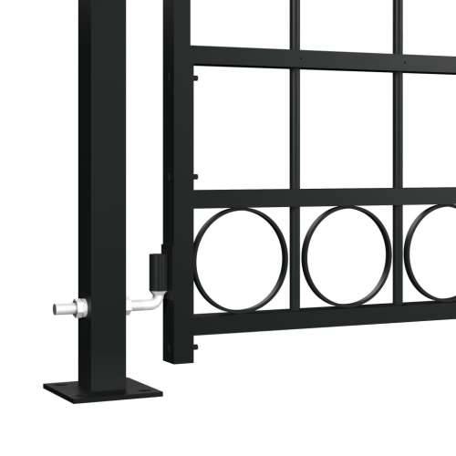 Vrata za ogradu s lučnim vrhom i 2 stupa 105 x 204 cm crna Cijena