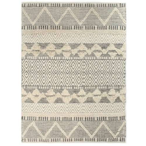 Ručno tkani tepih od vune 80 x 150 cm bijeli/sivi/crni/smeđi Cijena