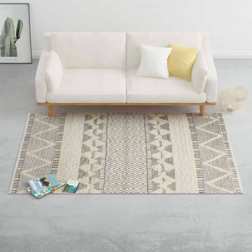 Ručno tkani tepih od vune 140 x 200 cm bijeli/sivi/crni/smeđi Cijena
