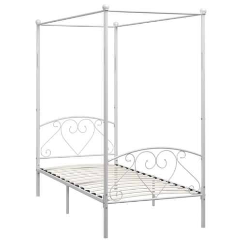 Okvir za krevet s nadstrešnicom bijeli metalni 90 x 200 cm Cijena