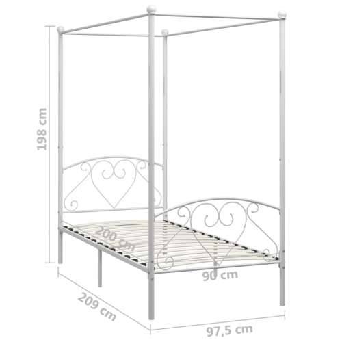 Okvir za krevet s nadstrešnicom bijeli metalni 90 x 200 cm Cijena