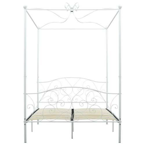 Okvir za krevet s nadstrešnicom bijeli metalni 140 x 200 cm - Bijela 140 x 200 cm Cijena
