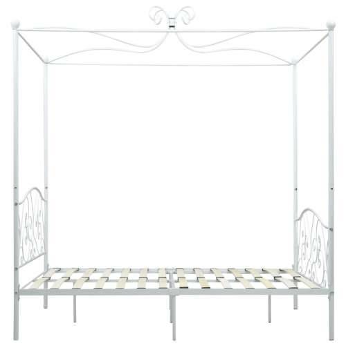 Okvir za krevet s nadstrešnicom bijeli metalni 140 x 200 cm - Bijela 140 x 200 cm Cijena