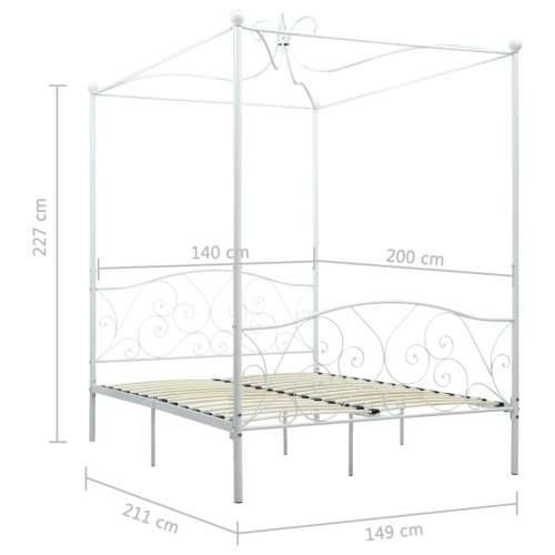 Okvir za krevet s nadstrešnicom bijeli metalni 140 x 200 cm - Bijela 140 x 200 cm Cijena