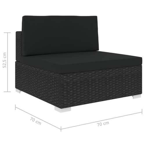 Modularna srednja fotelja s jastucima 1 kom od poliratana crna - Crna 1 srednja sofa Cijena