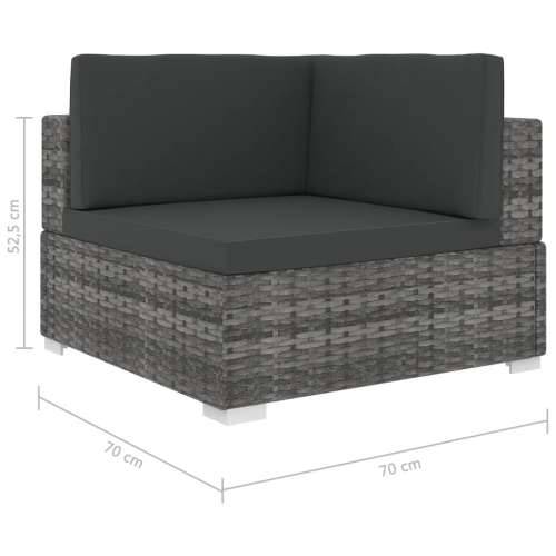 Modularna kutna fotelja s jastucima 1 kom od poliratana siva - Siva 1 kutna sofa Cijena