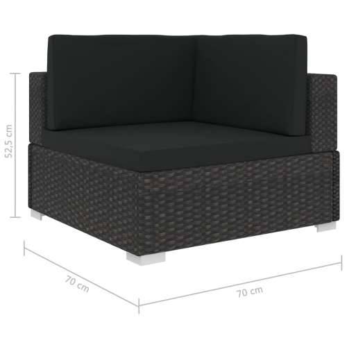 Modularna kutna fotelja s jastucima 1 kom od poliratana crna - Crna 1 kutna sofa Cijena