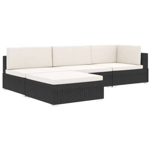 Modularna kutna fotelja s jastucima 1 kom od poliratana crna - Crna 1 kutna sofa Cijena