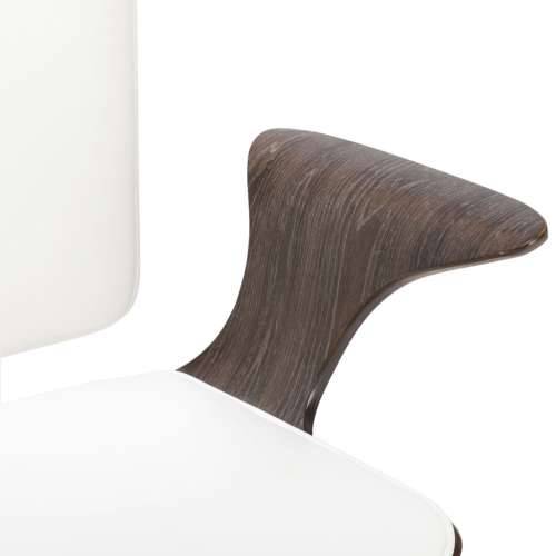 Okretna uredska stolica od umjetne kože i savijenog drva bijela Cijena