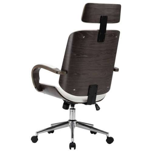 Okretna uredska stolica od umjetne kože i savijenog drva bijela Cijena