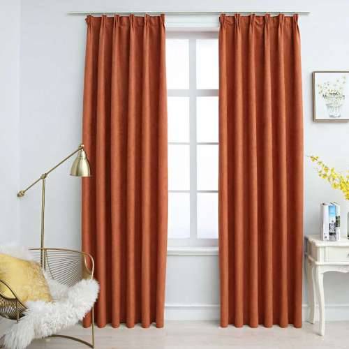Zavjese za zamračivanje s kukama 2 kom boja hrđe 140 x 225 cm - Boja hrđe 140 x 225 cm 2 Cijena