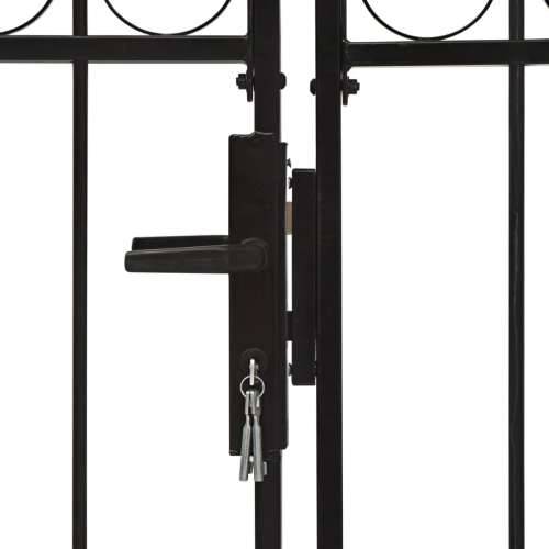 Dvostruka vrata za ogradu s lučnim vrhom čelična 300x150 cm crna Cijena