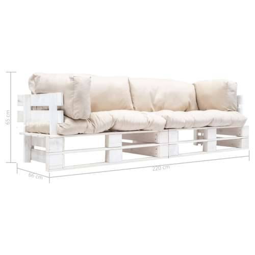 2-dijelni vrtni set sofa od paleta s jastucima boje pijeska - Bijela i boja pijeska 2 Cijena