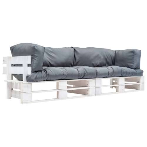 2-dijelni vrtni set sofa od paleta sa sivim jastucima borovina - Bijela i siva 2 Cijena